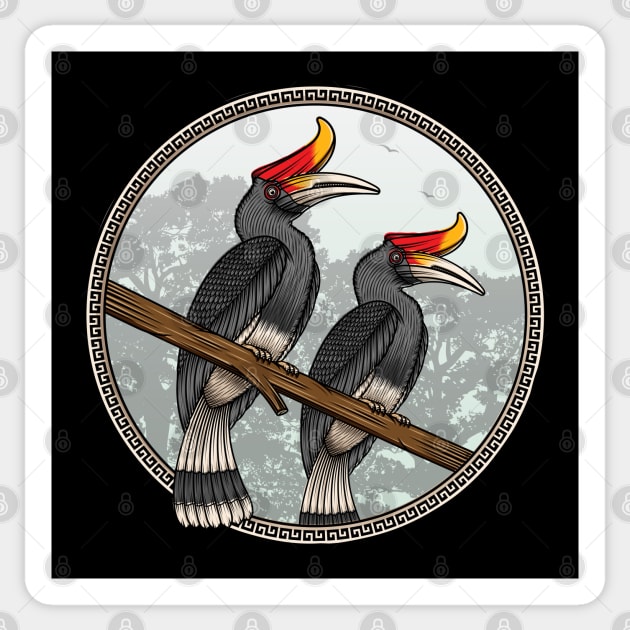 hornbill beautiful bird Sticker by Mako Design 